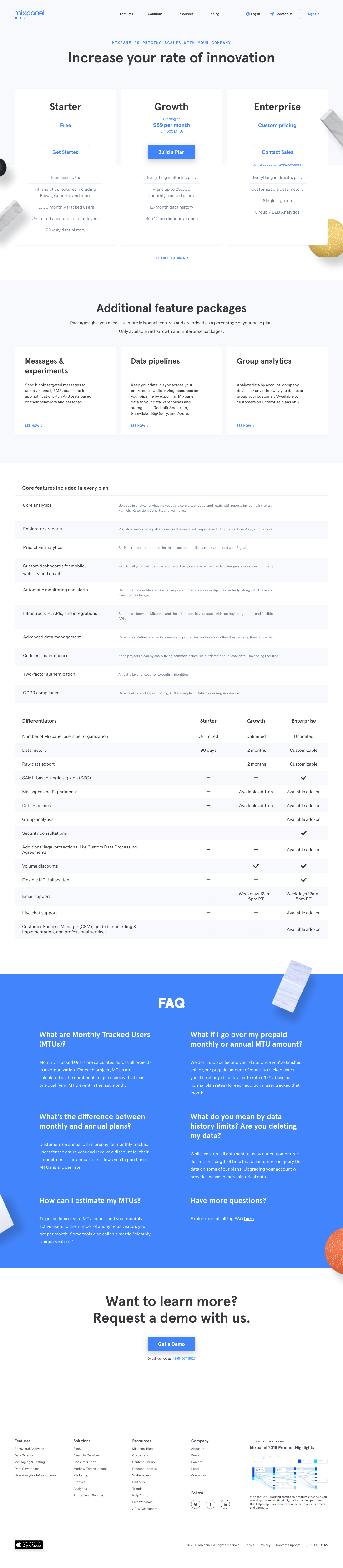 Mixpanel Pricing screenshot