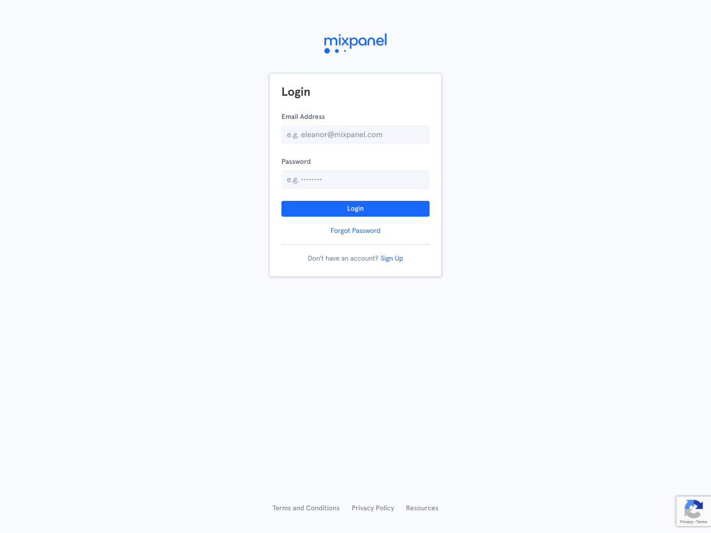 Mixpanel Login screenshot