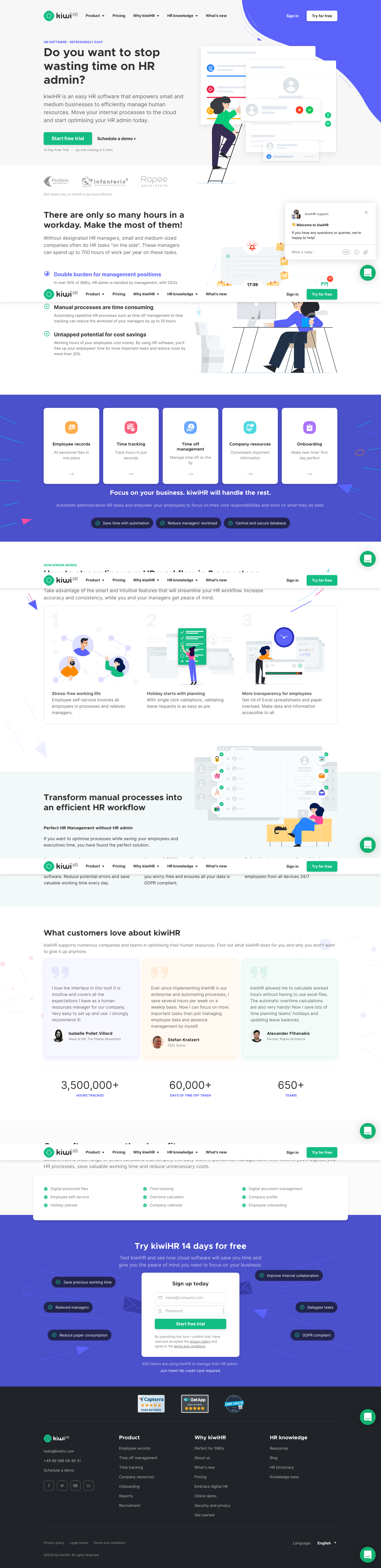 Kiwihr Landing Page screenshot