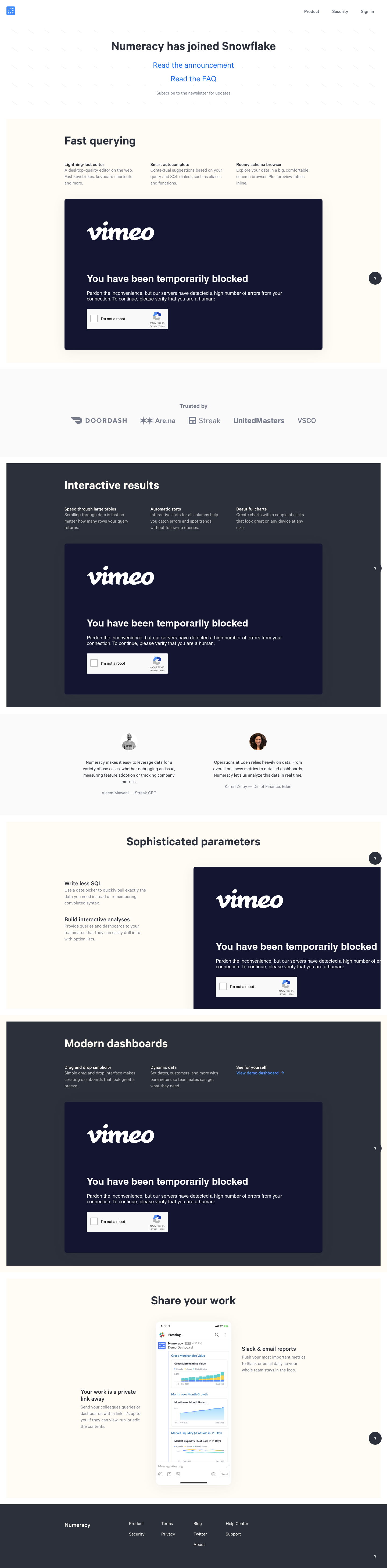 Numeracy Landing Page screenshot