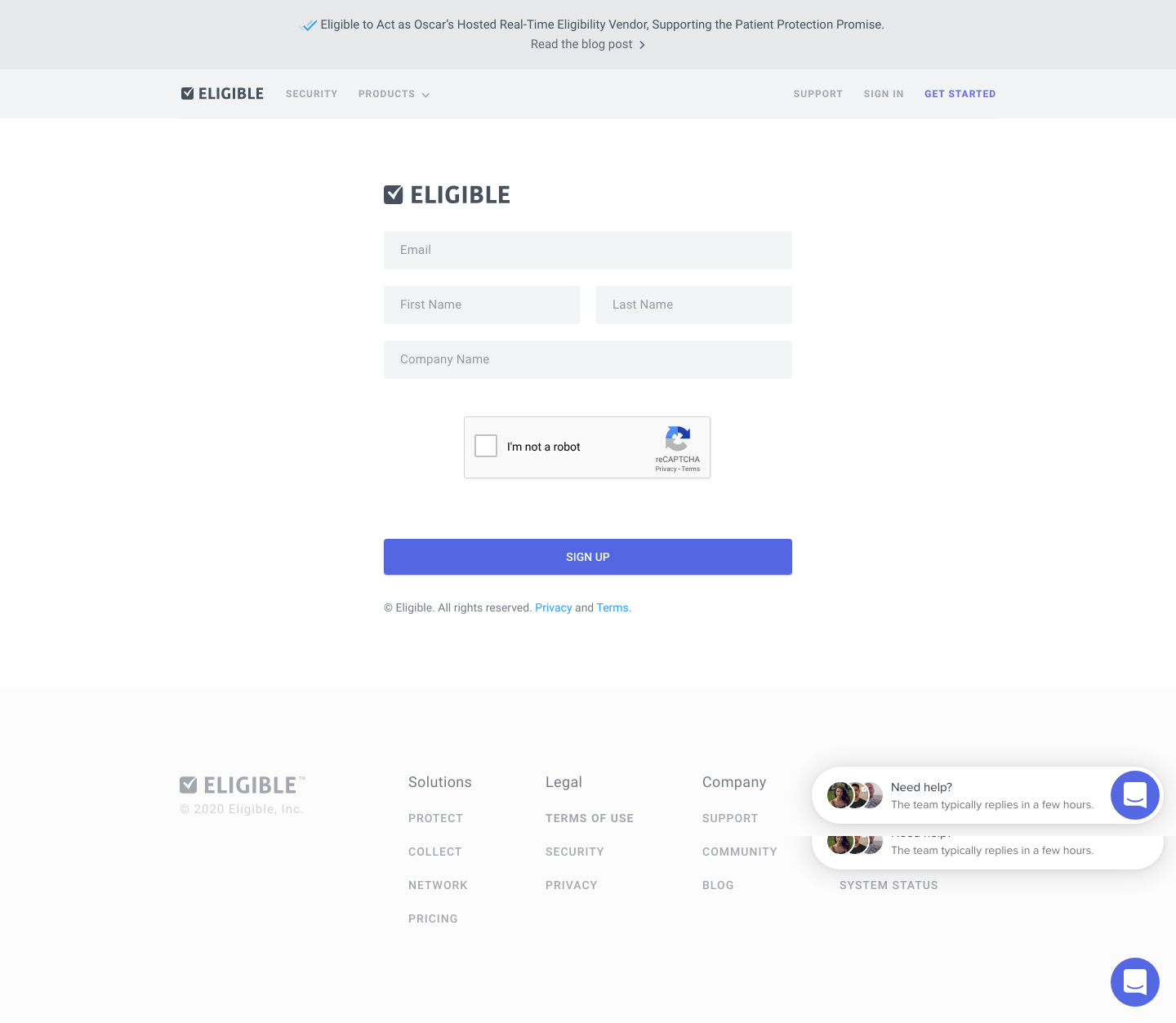 Eligible Signup screenshot