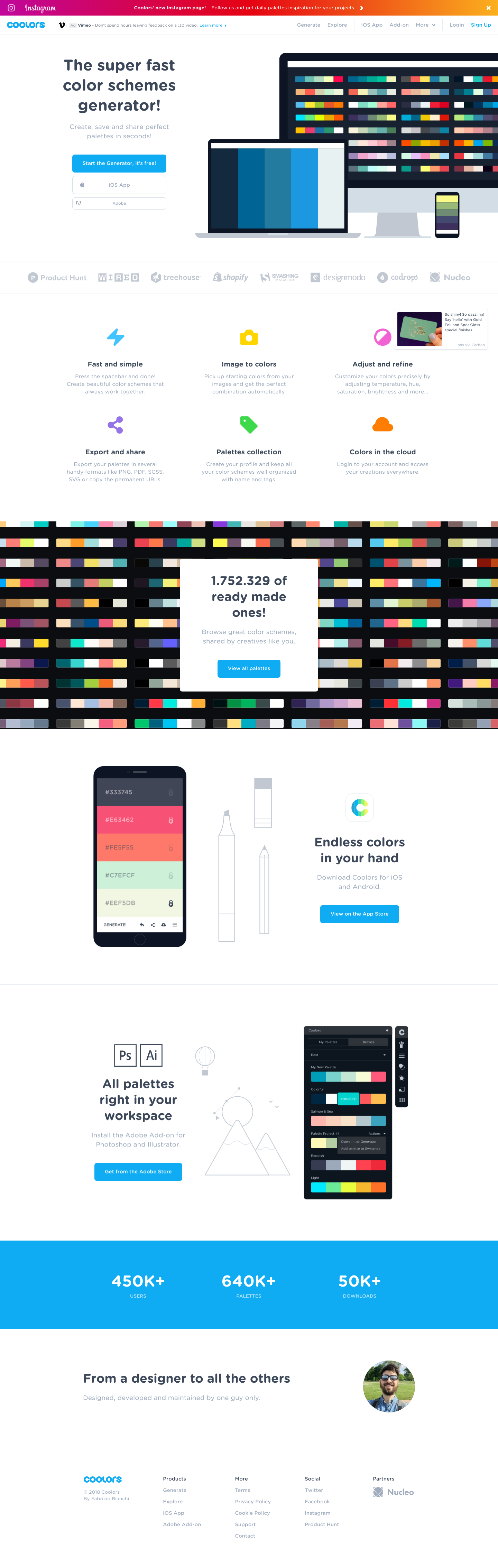 Coolors Signup screenshot