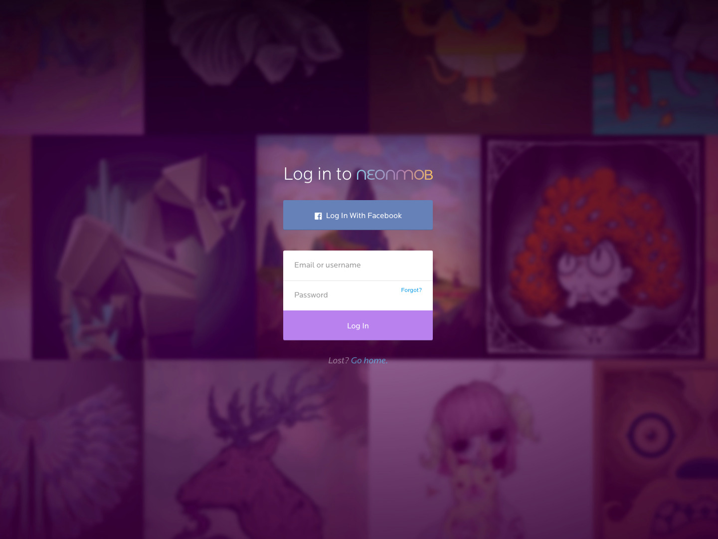 Neonmob Login screenshot