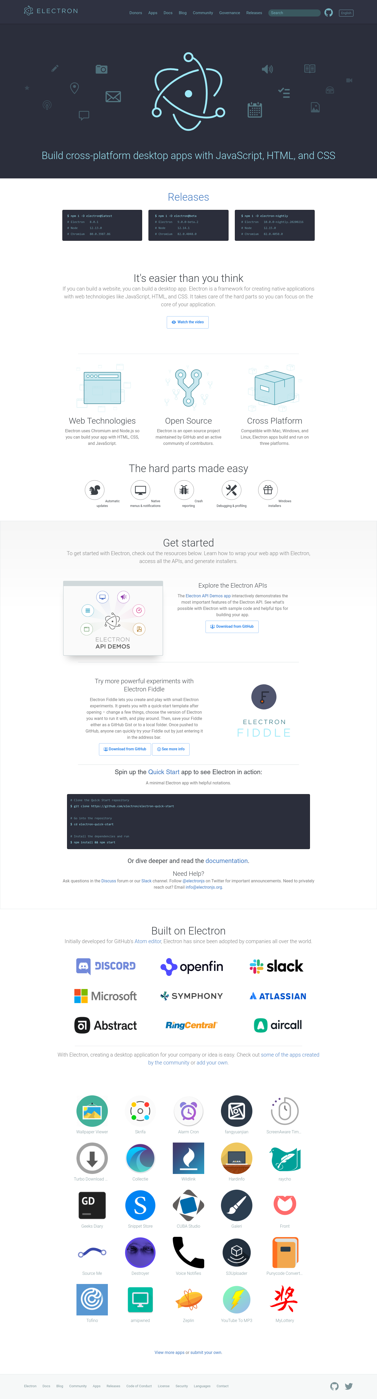 Electron Landing Page screenshot