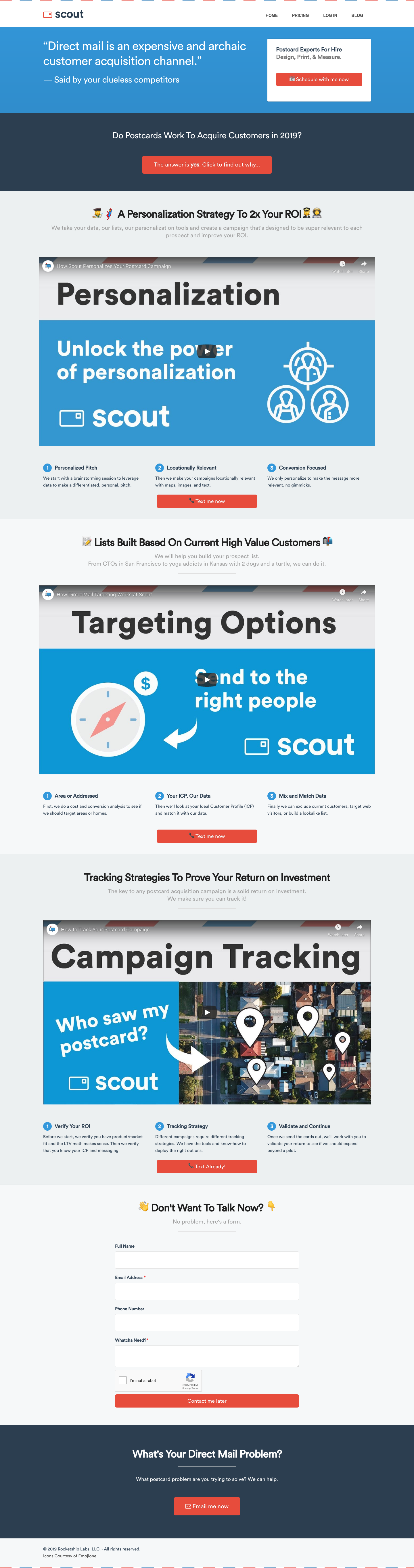 Sendwithscout Landing Page screenshot