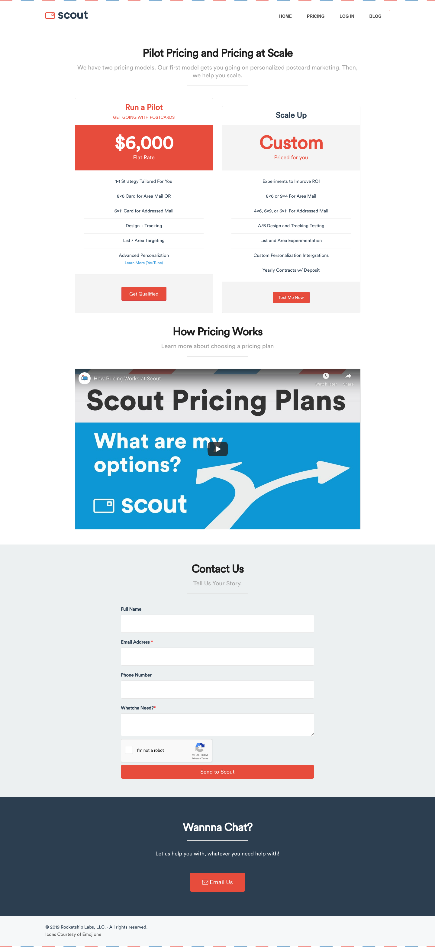 Sendwithscout Pricing screenshot