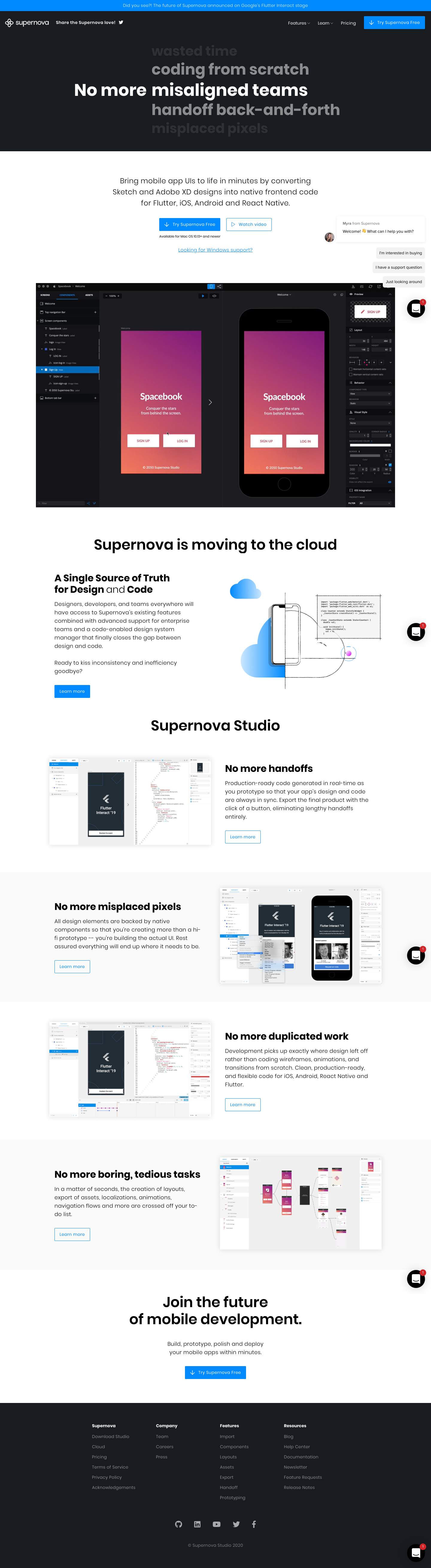 Supernova Landing Page screenshot