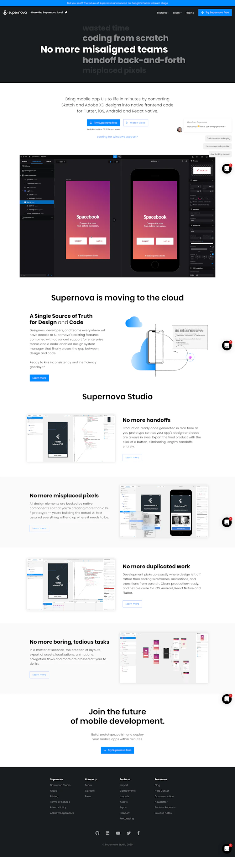 Supernova Landing Page screenshot