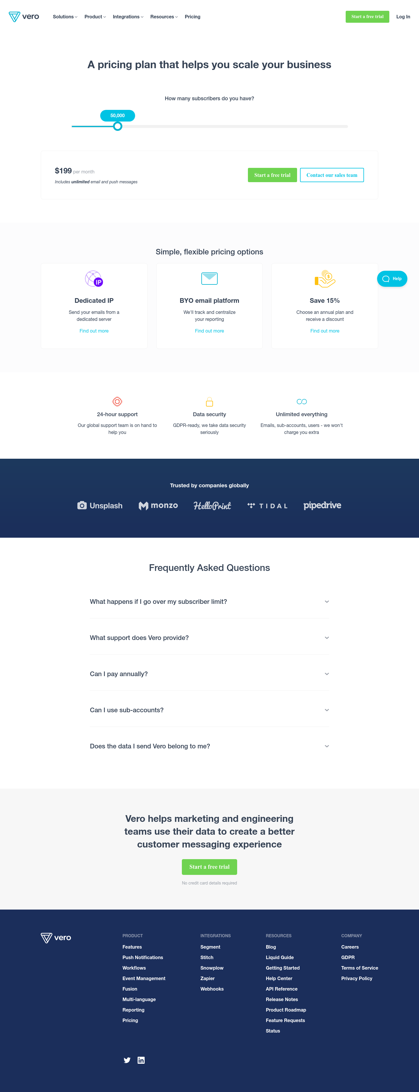 Getvero Pricing screenshot