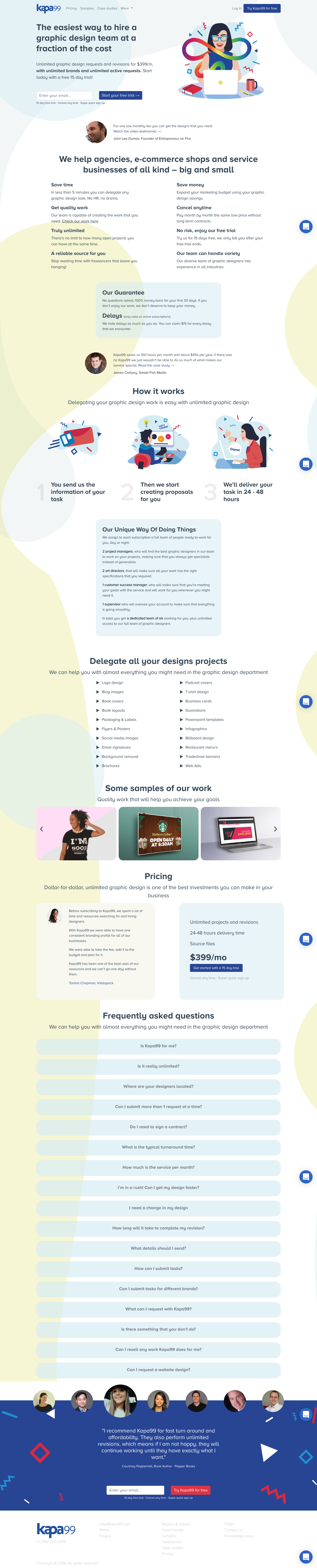 Kapa99 Landing Page screenshot