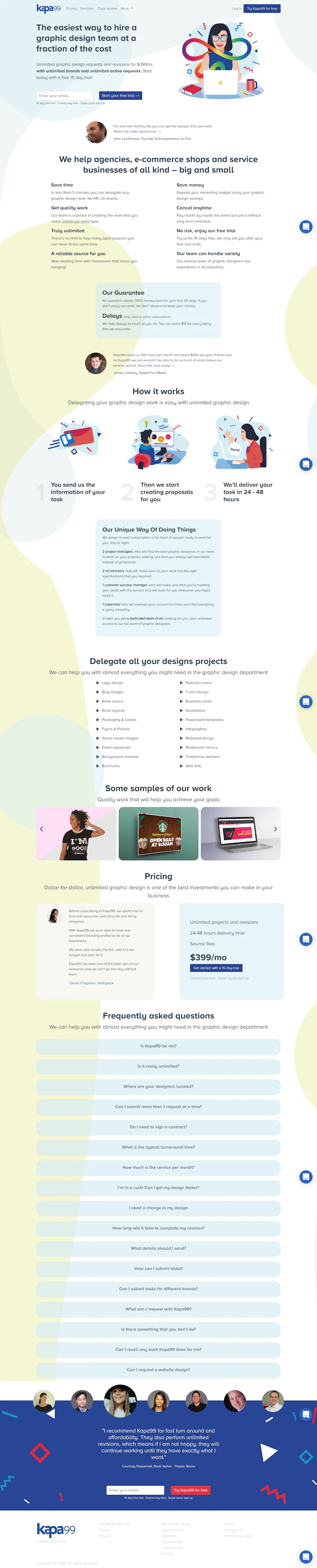 Kapa99 Landing Page screenshot