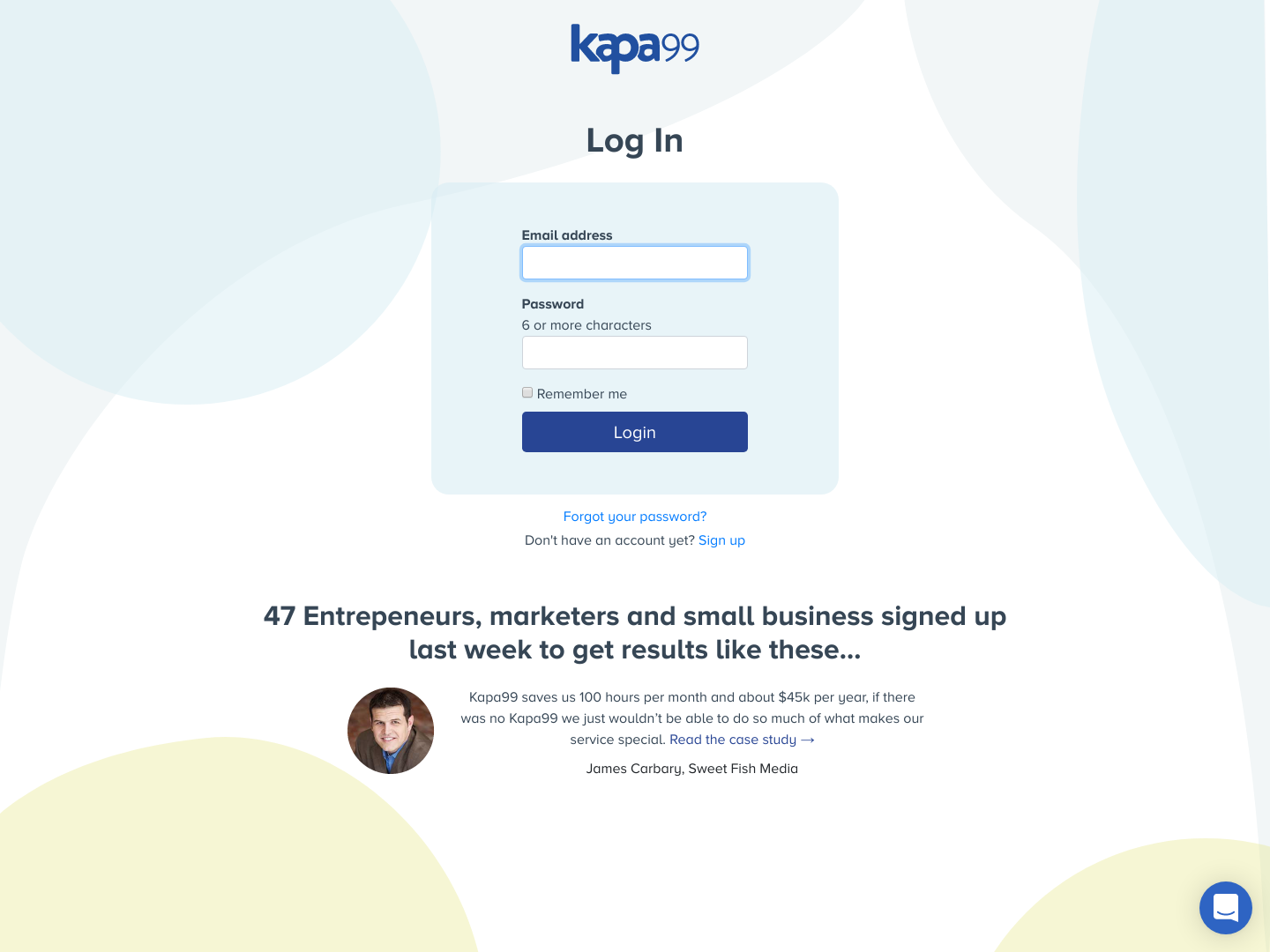 Kapa99 Login screenshot