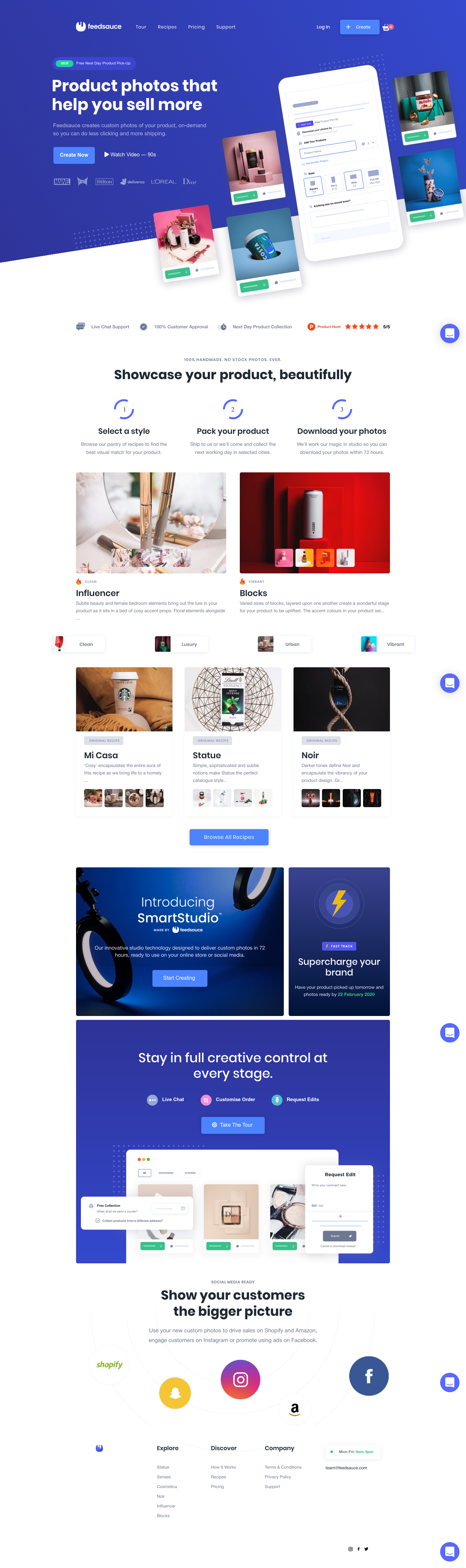 Feedsauce Landing Page screenshot
