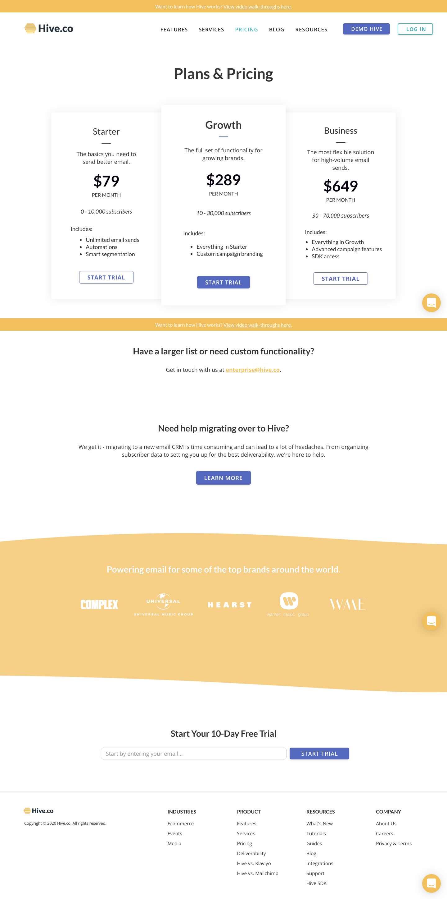 Hive Pricing screenshot