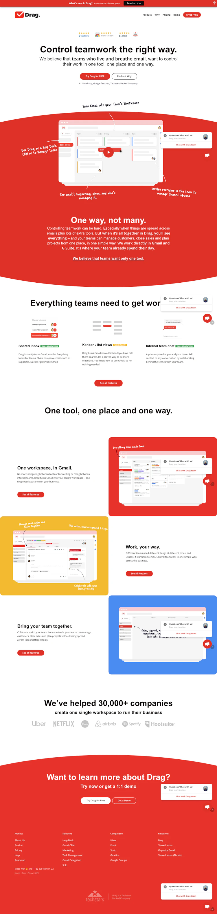 Dragapp Landing Page screenshot