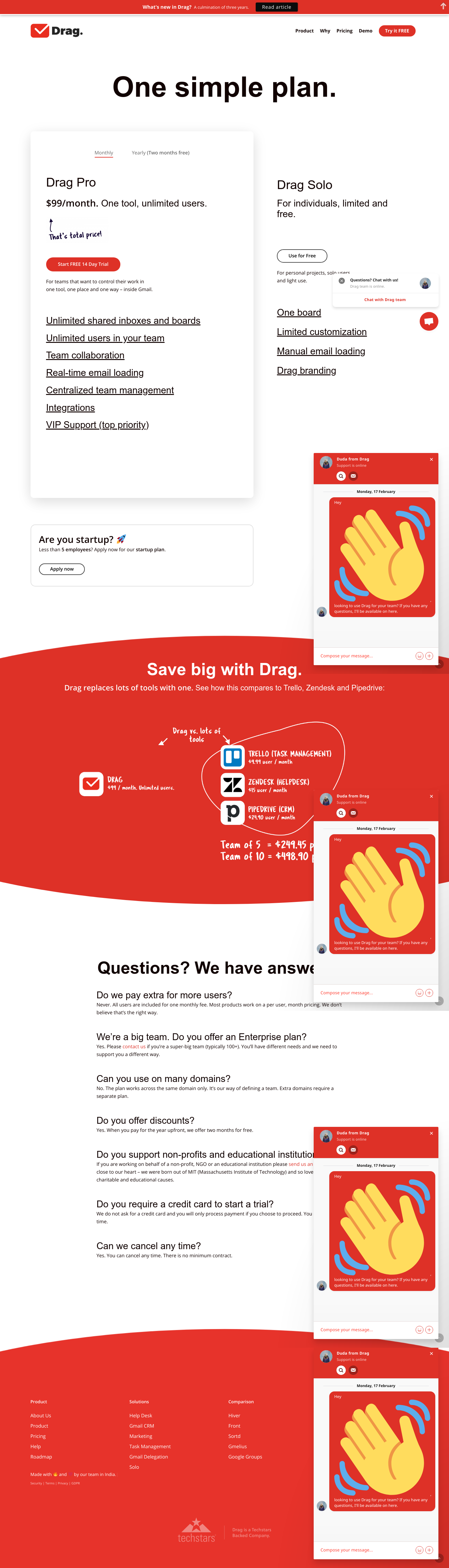 Dragapp Pricing screenshot