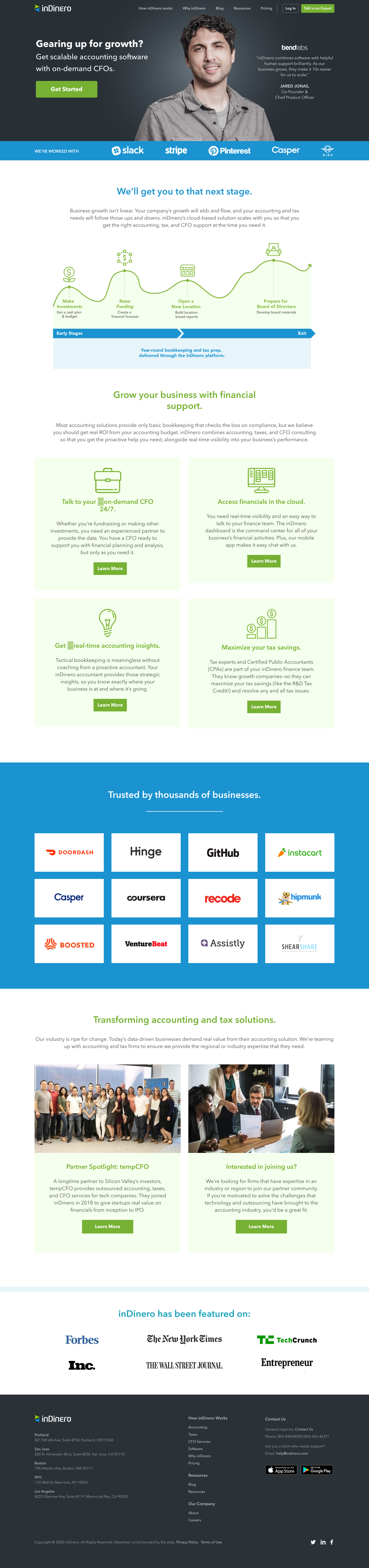 Indinero Landing Page screenshot