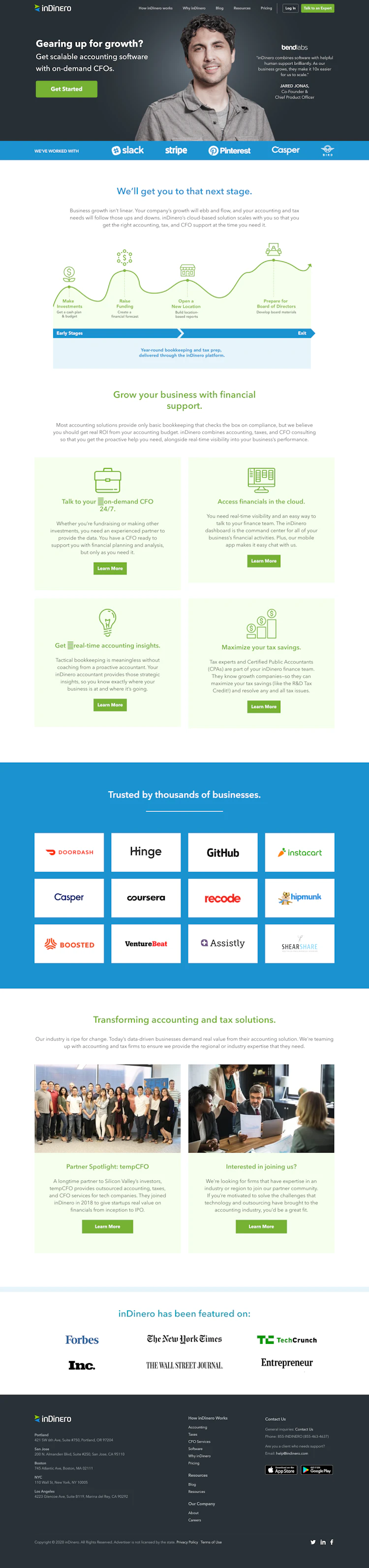 Indinero Landing Page screenshot