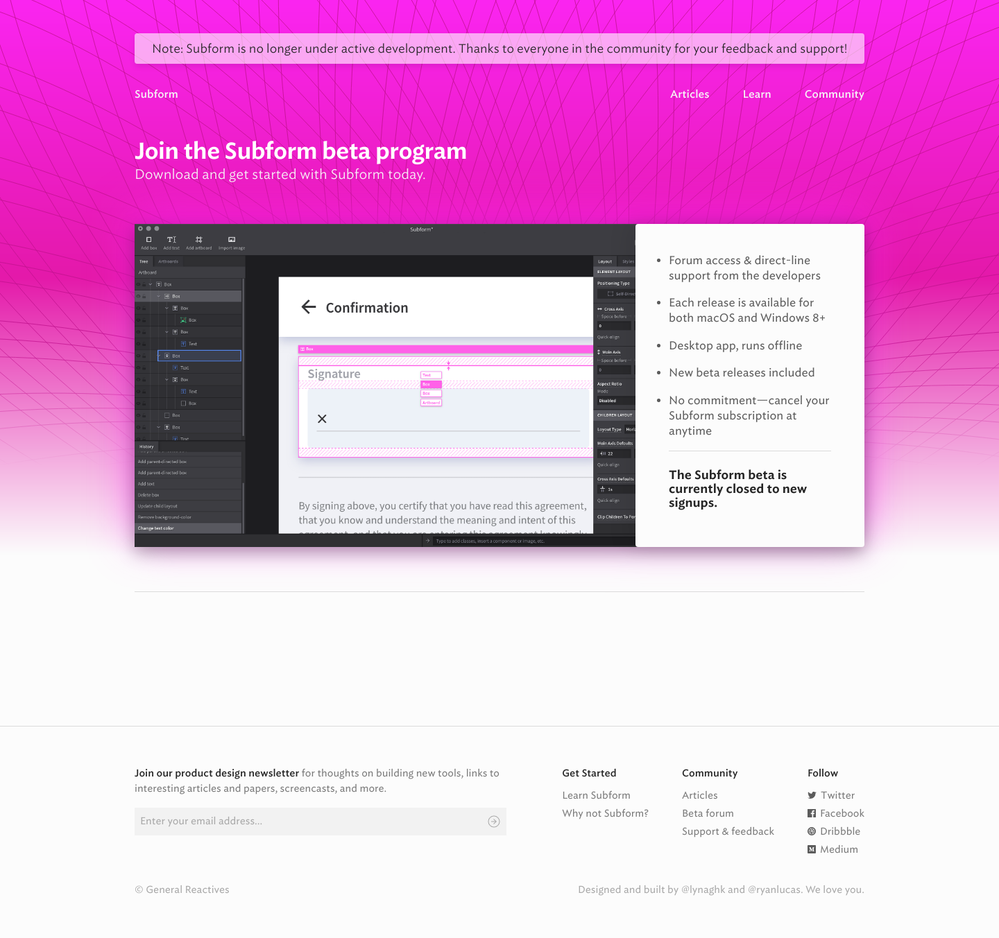 Subform Signup screenshot