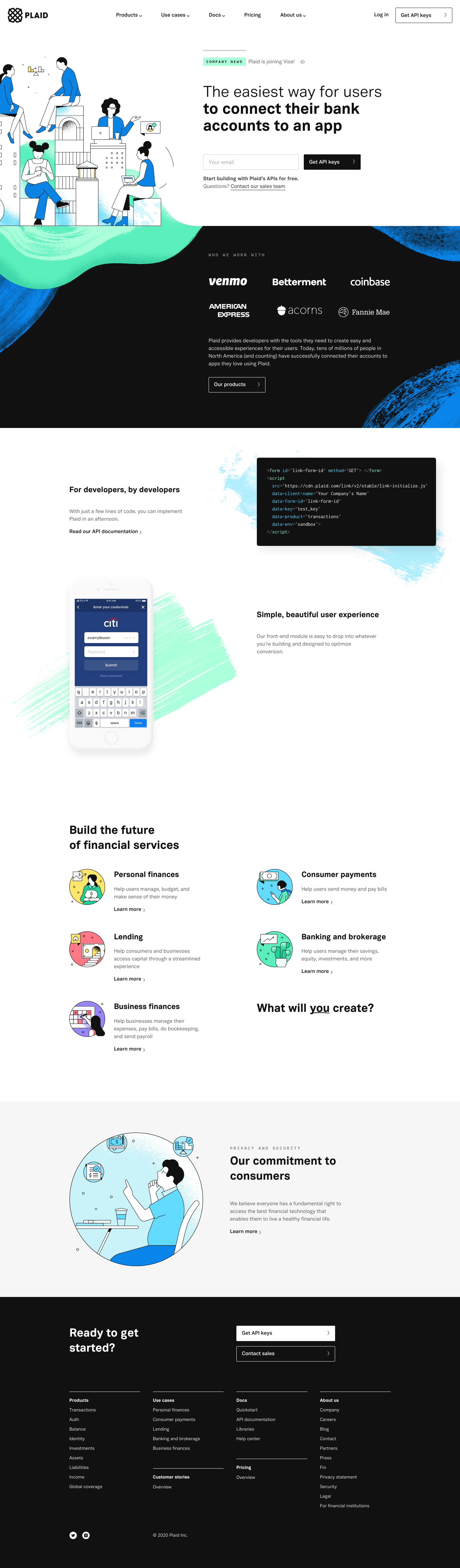 Plaid Landing Page screenshot