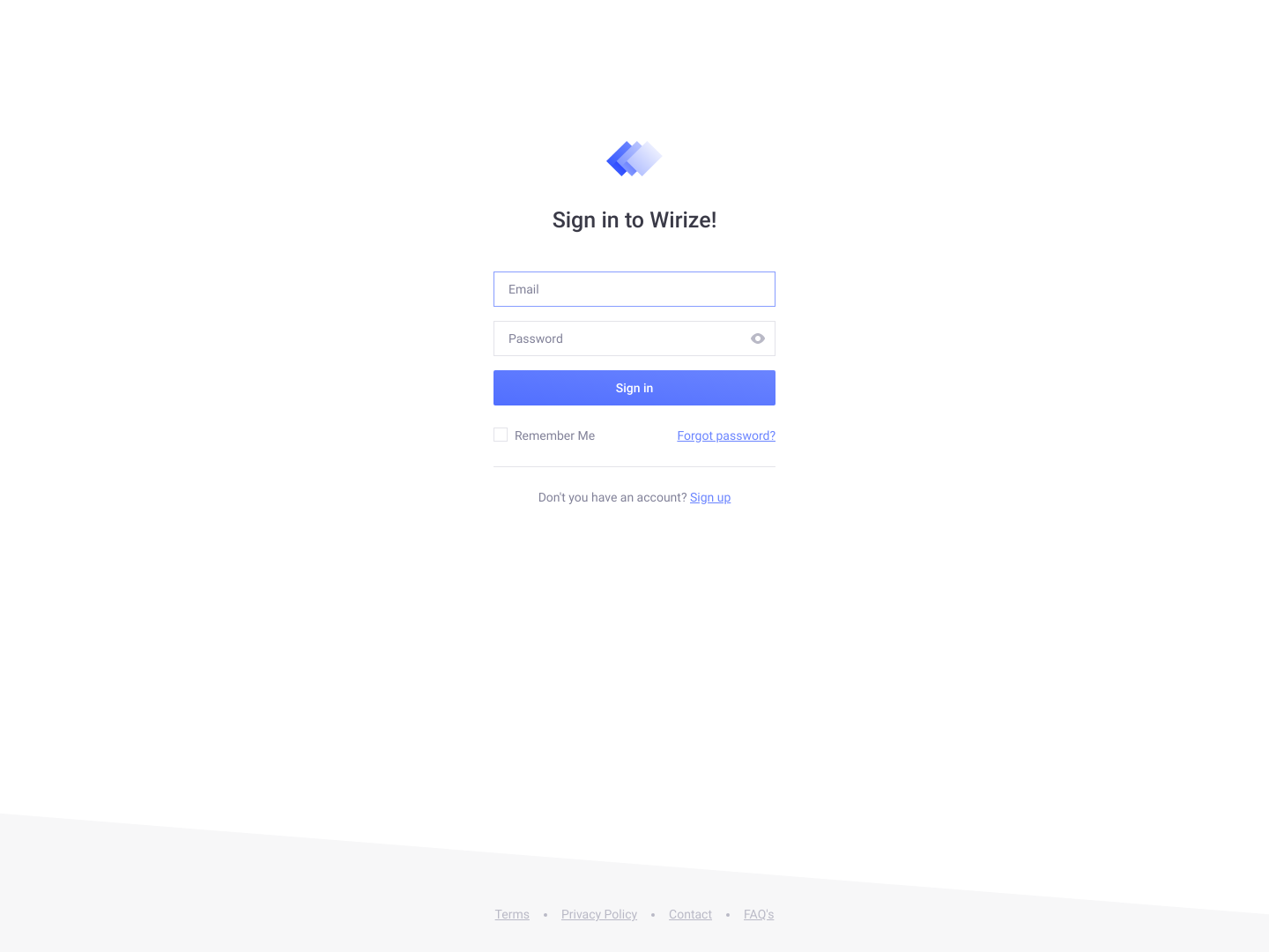 Wirize Login screenshot