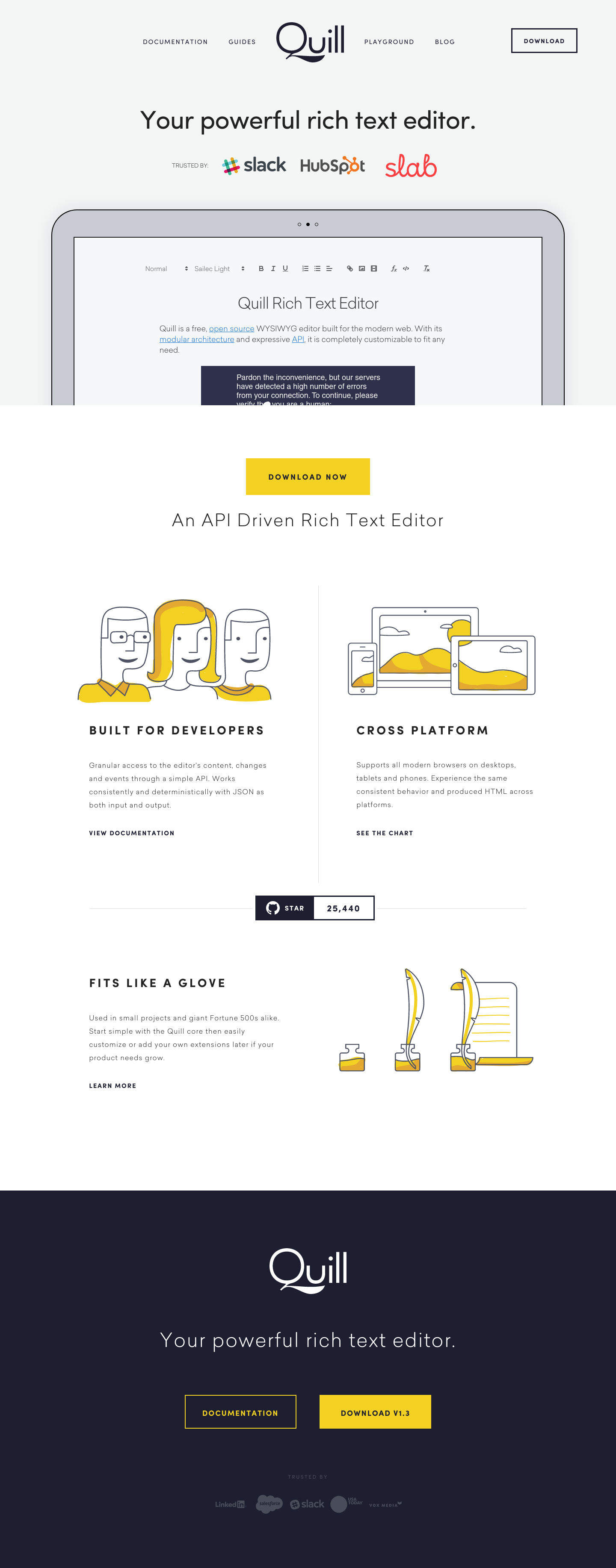 Quilljs Landing Page screenshot