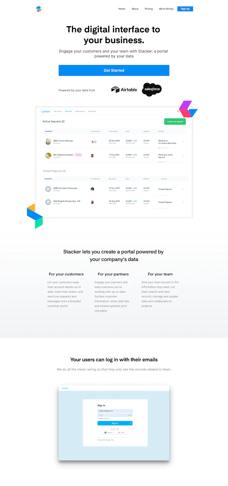 Stacker Landing Page screenshot