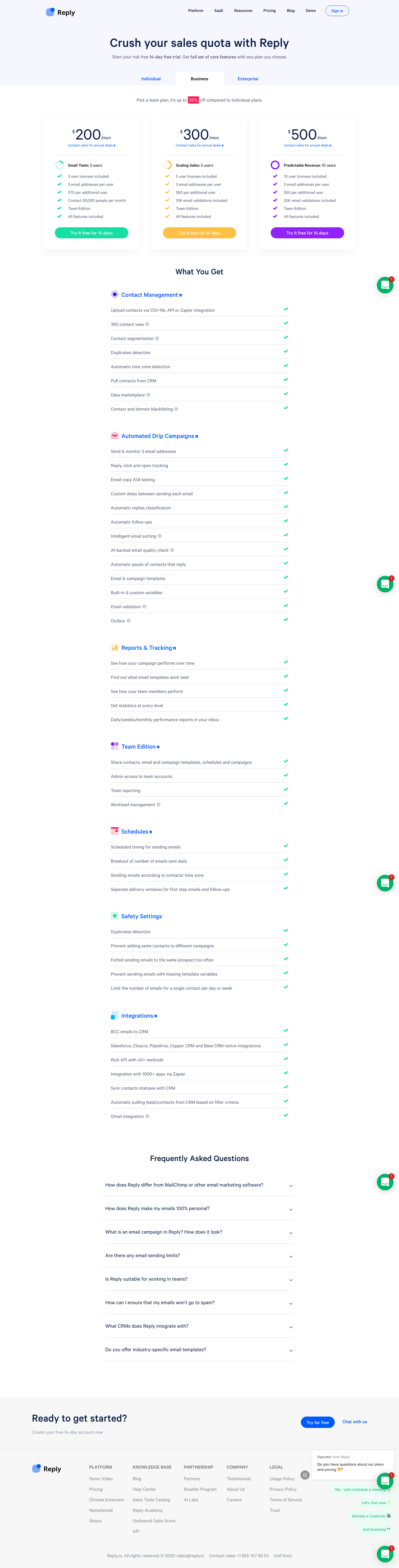 Replyapp Pricing screenshot