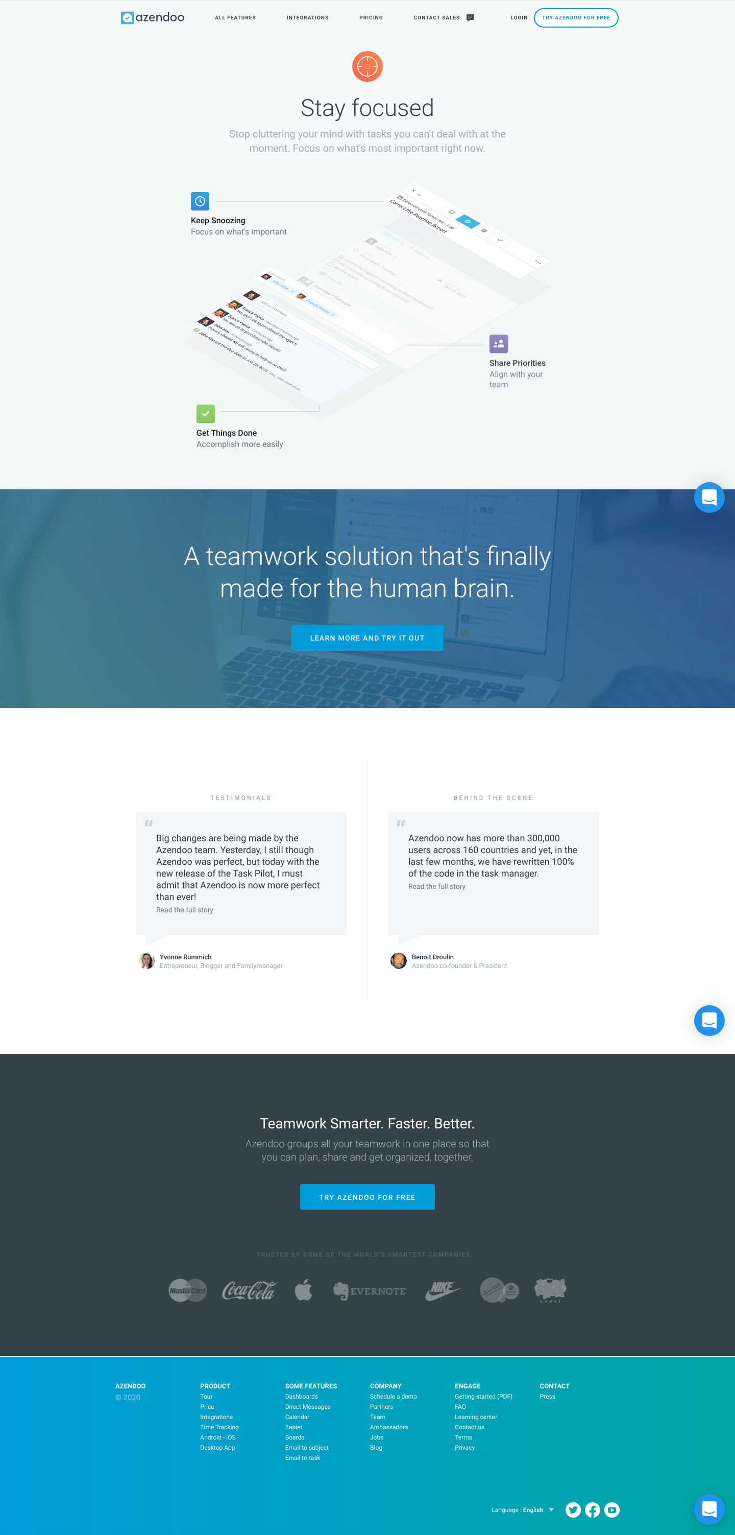 Azendoo Landing Page screenshot