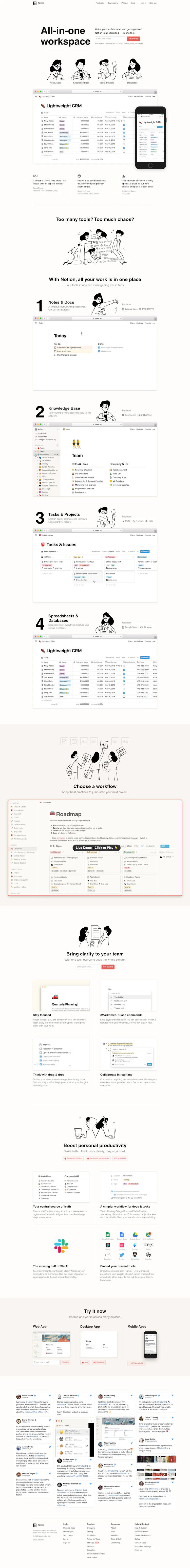 Notion Landing Page screenshot