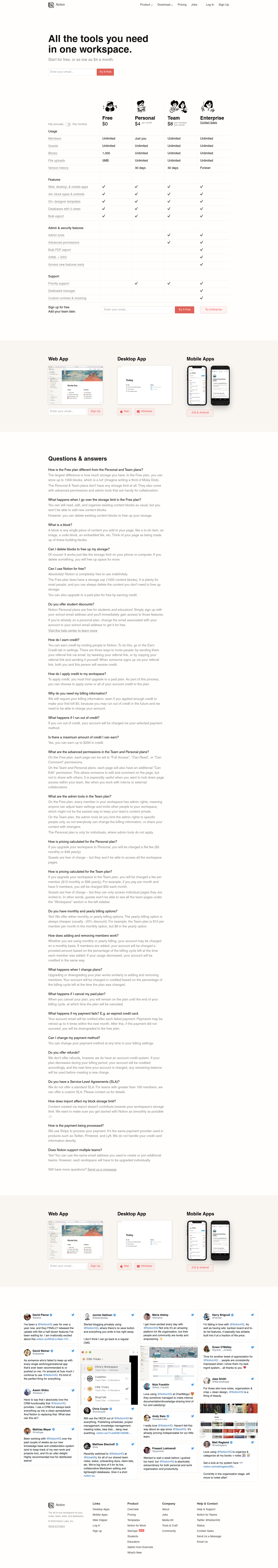 Notion Pricing screenshot