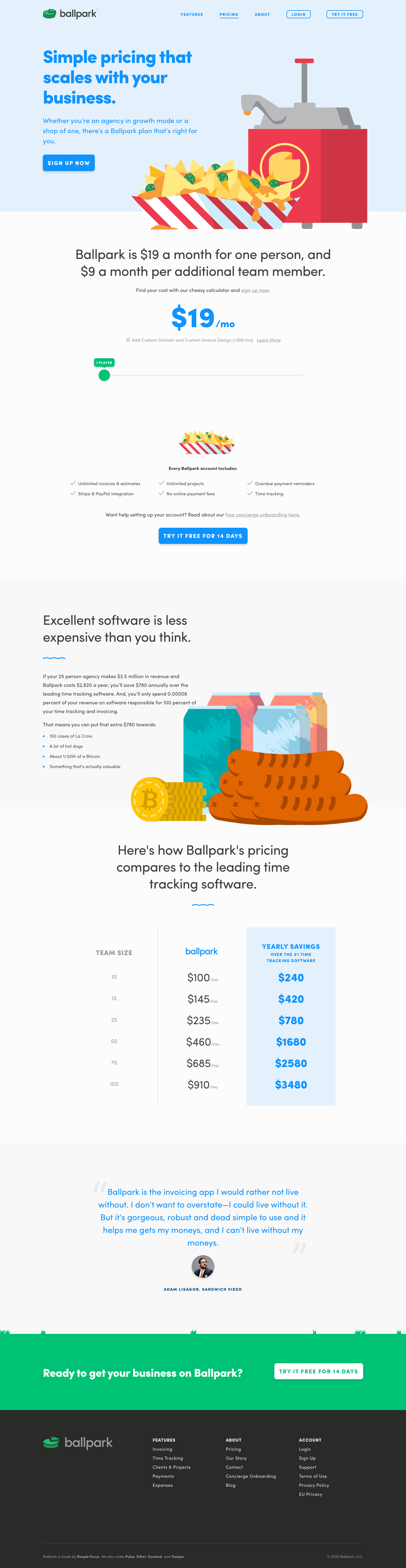 Getballpark Pricing screenshot