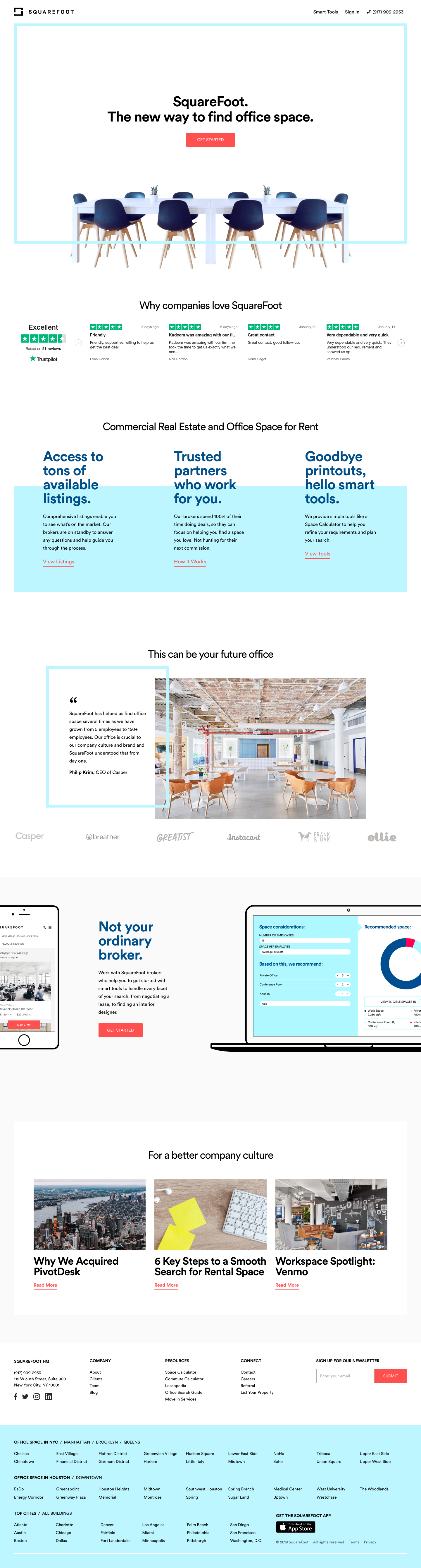 Thesquarefoot Landing Page screenshot