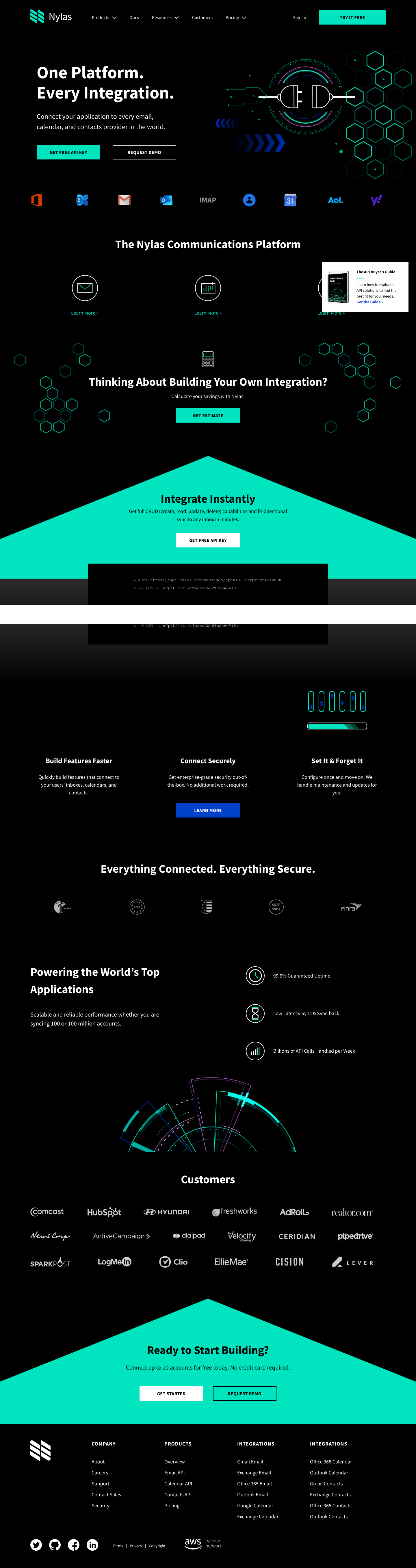 Nylas Landing Page screenshot