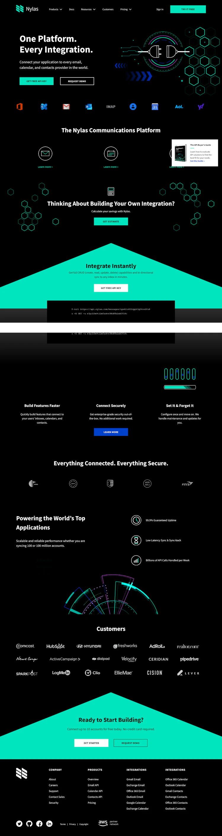 Nylas Landing Page screenshot