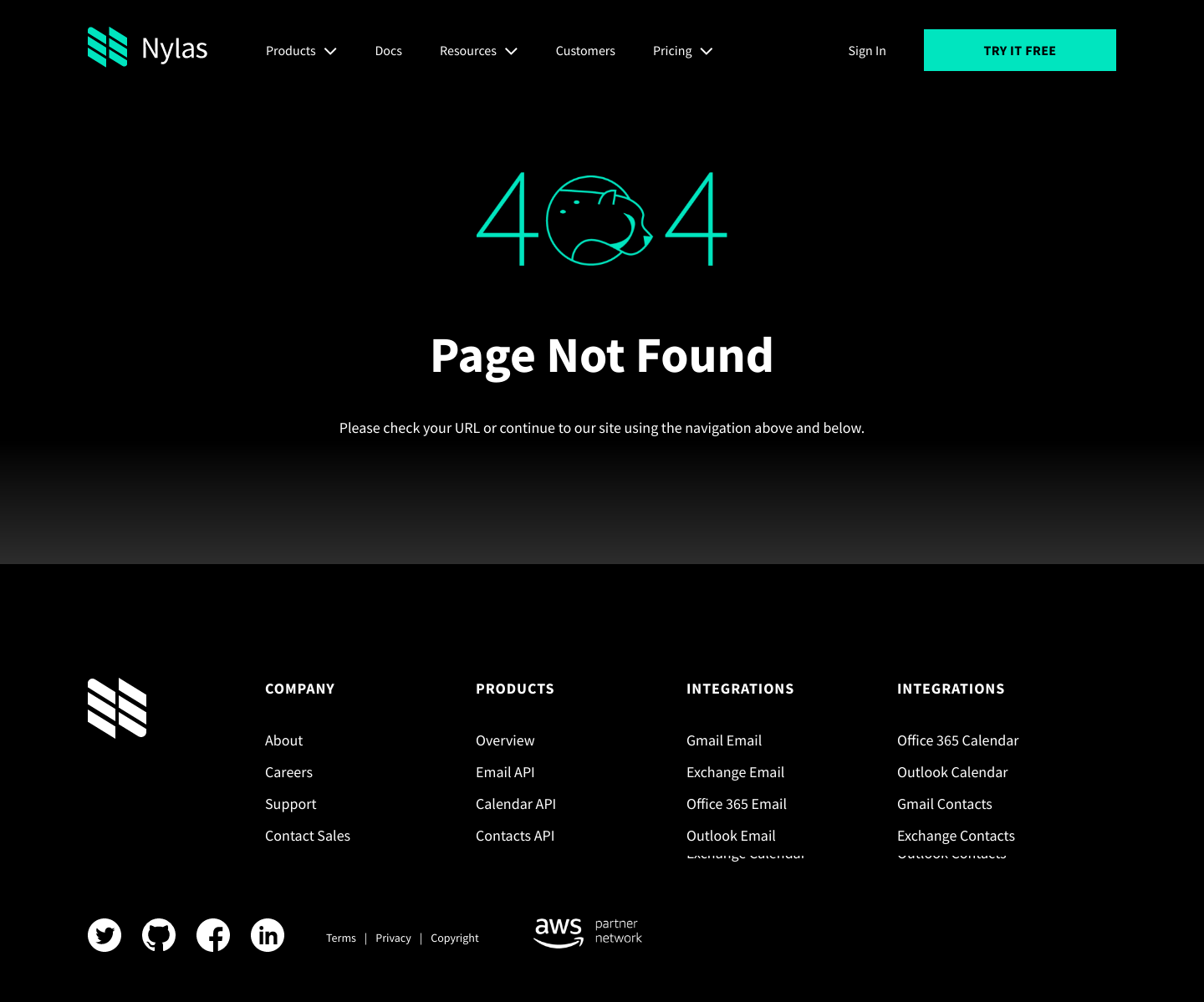 Nylas Notfound screenshot