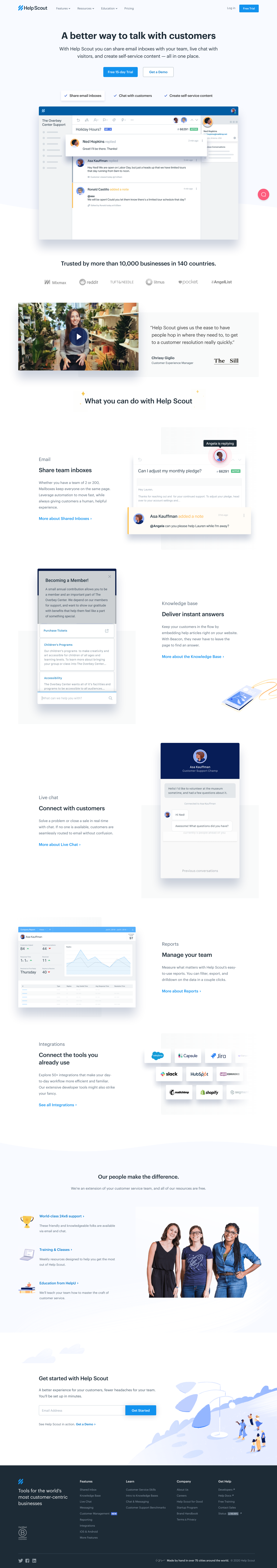 Helpscout Landing Page screenshot