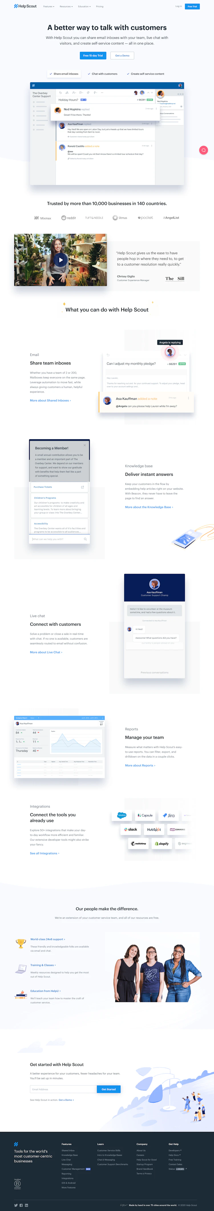 Helpscout Landing Page screenshot