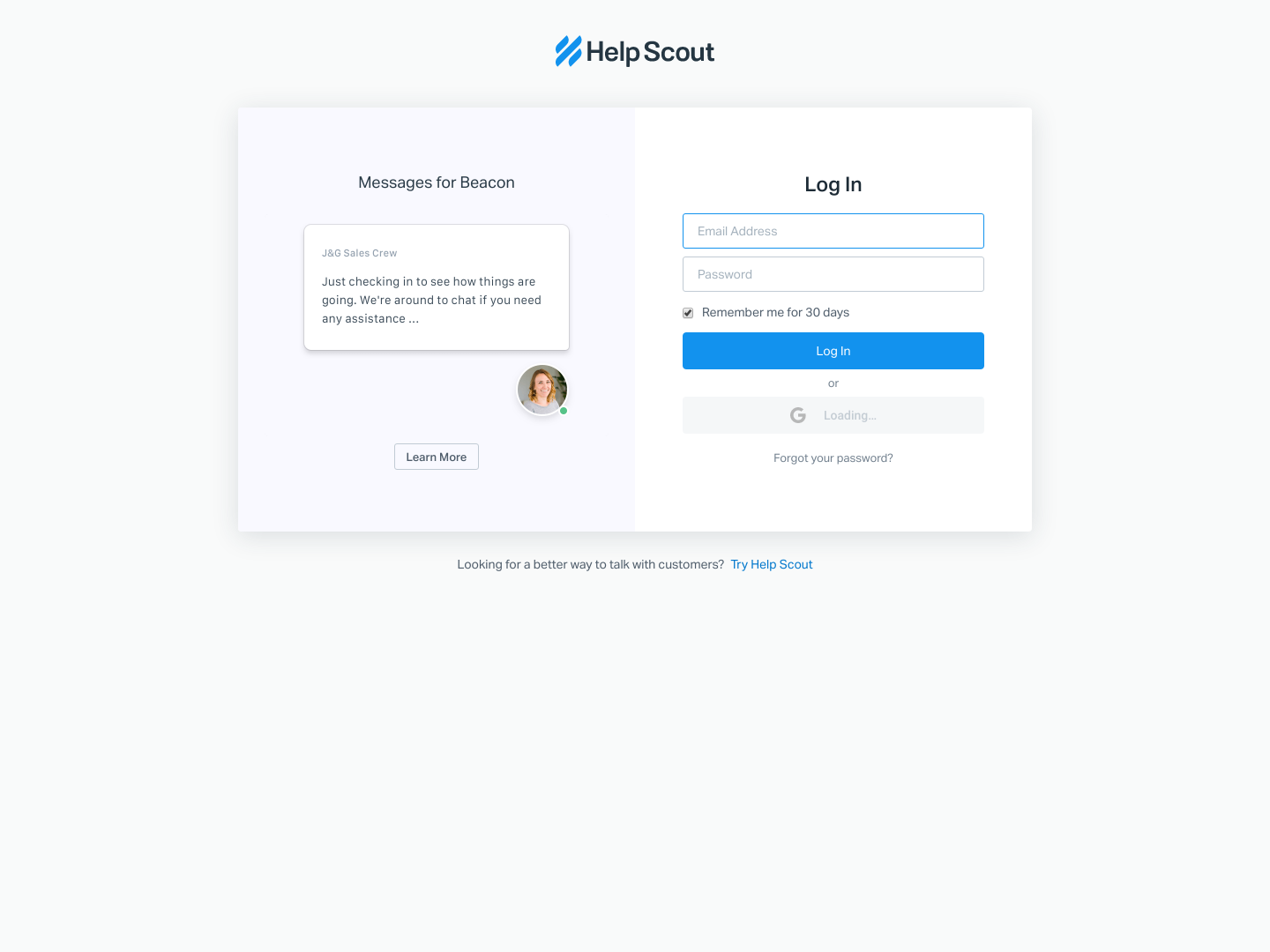 Helpscout Login screenshot