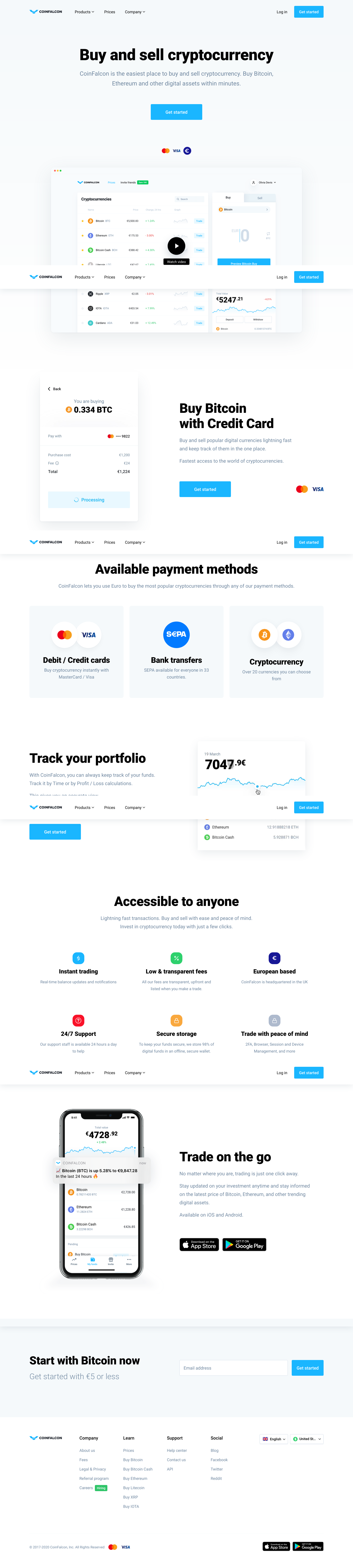 Coinfalcon Landing Page screenshot