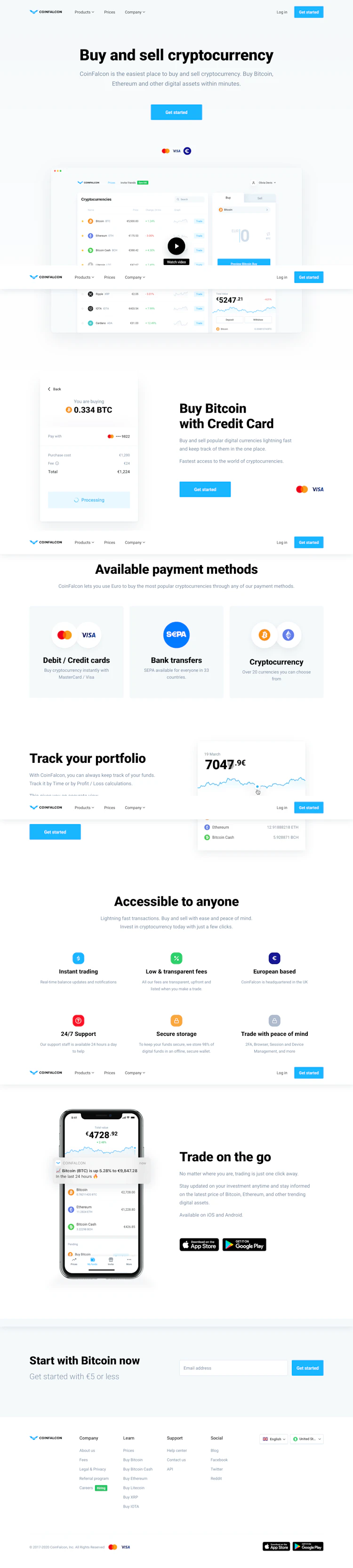 Coinfalcon Landing Page screenshot