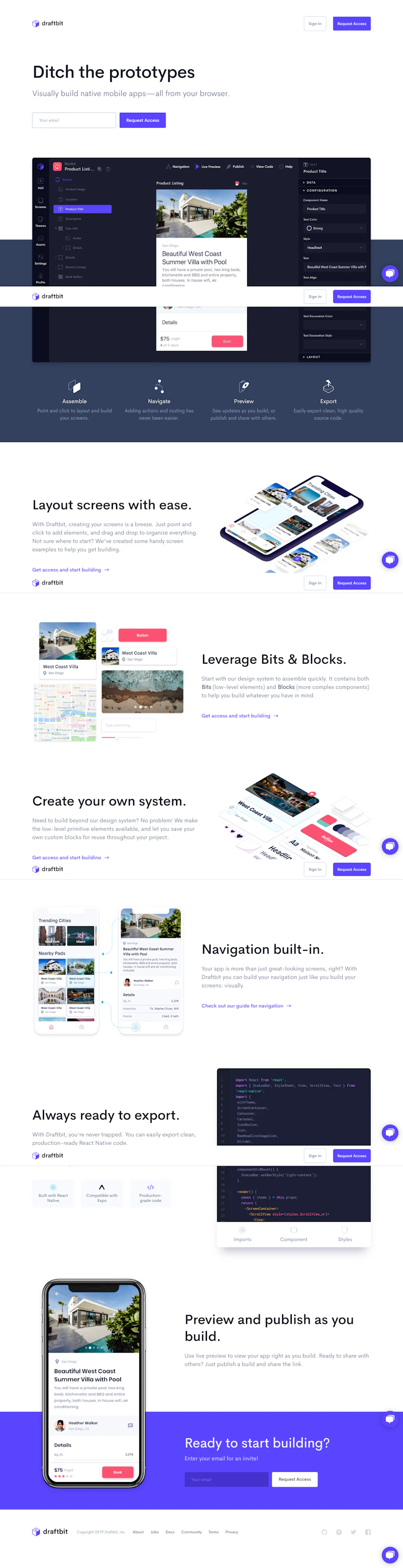 Draftbit Landing Page screenshot