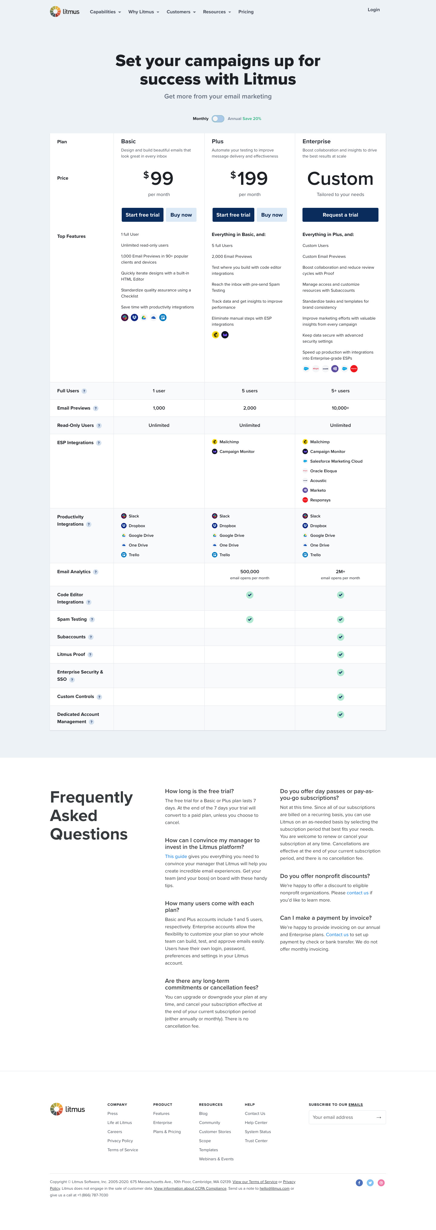 Litmus Pricing screenshot