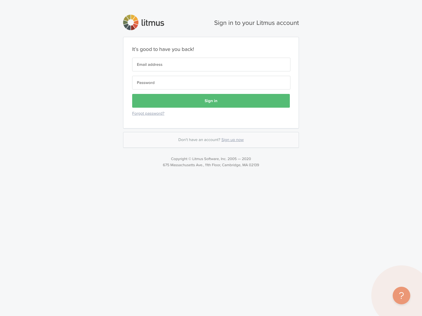 Litmus Login screenshot