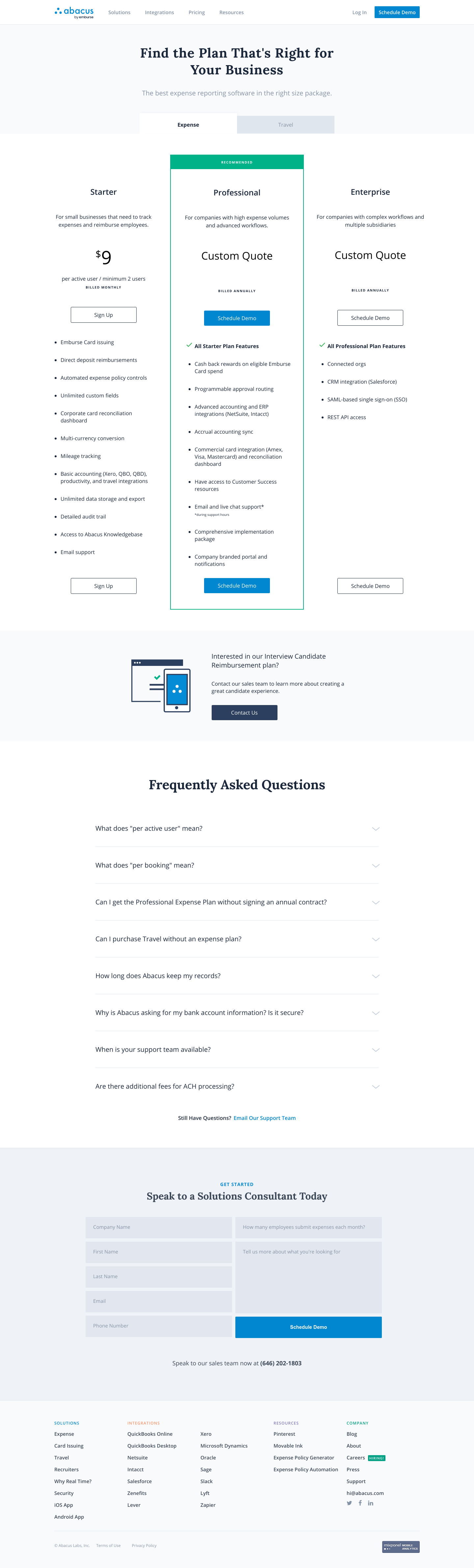 Abacus Pricing screenshot