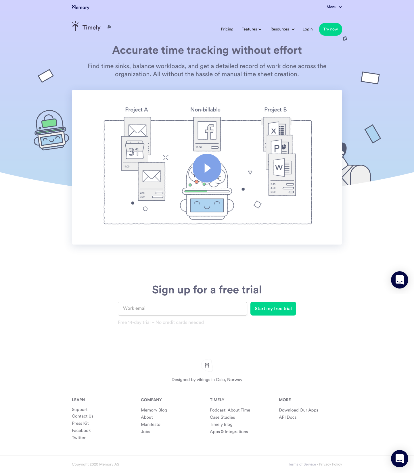 Timely Landing Page screenshot