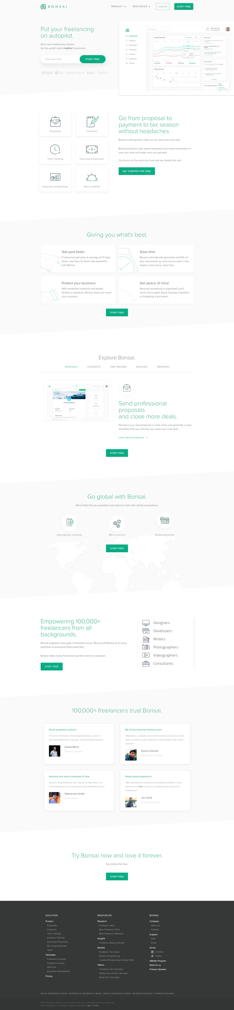 Bonsai Landing Page screenshot