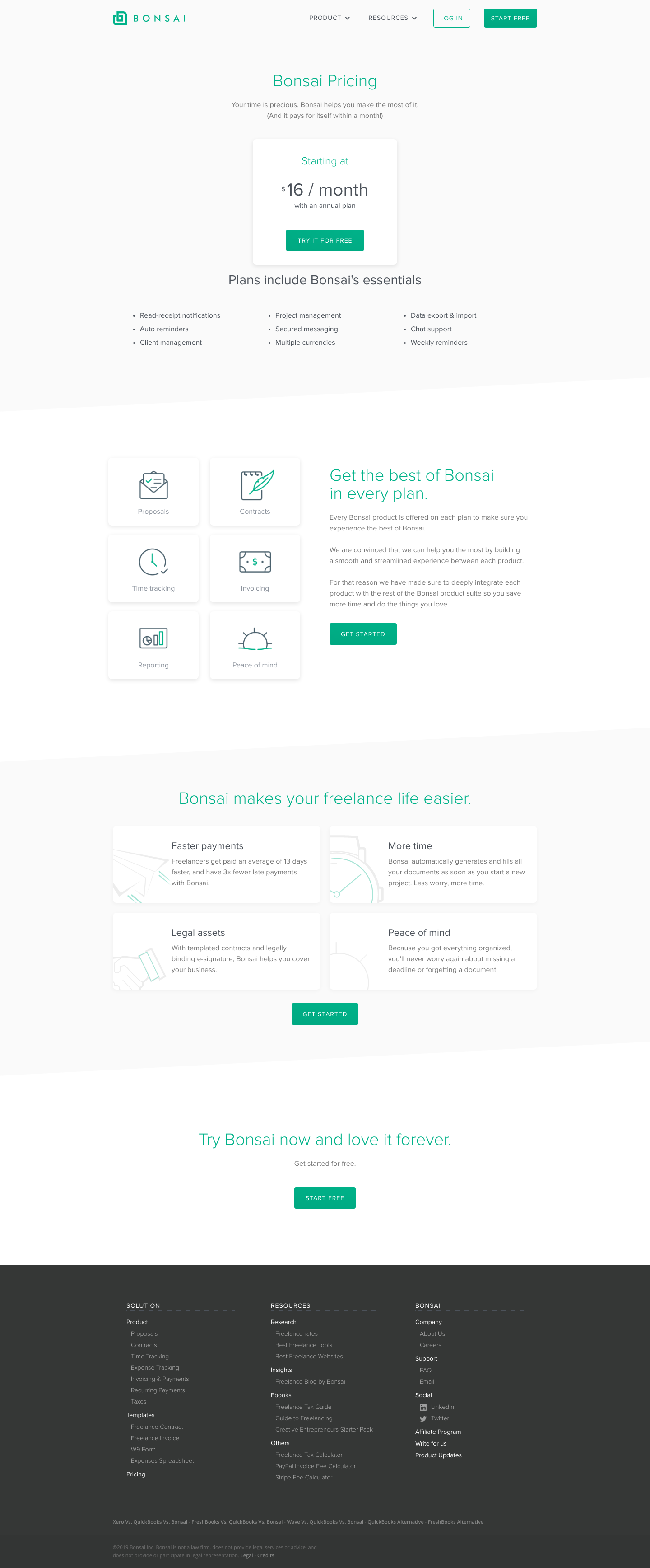 Bonsai Pricing screenshot