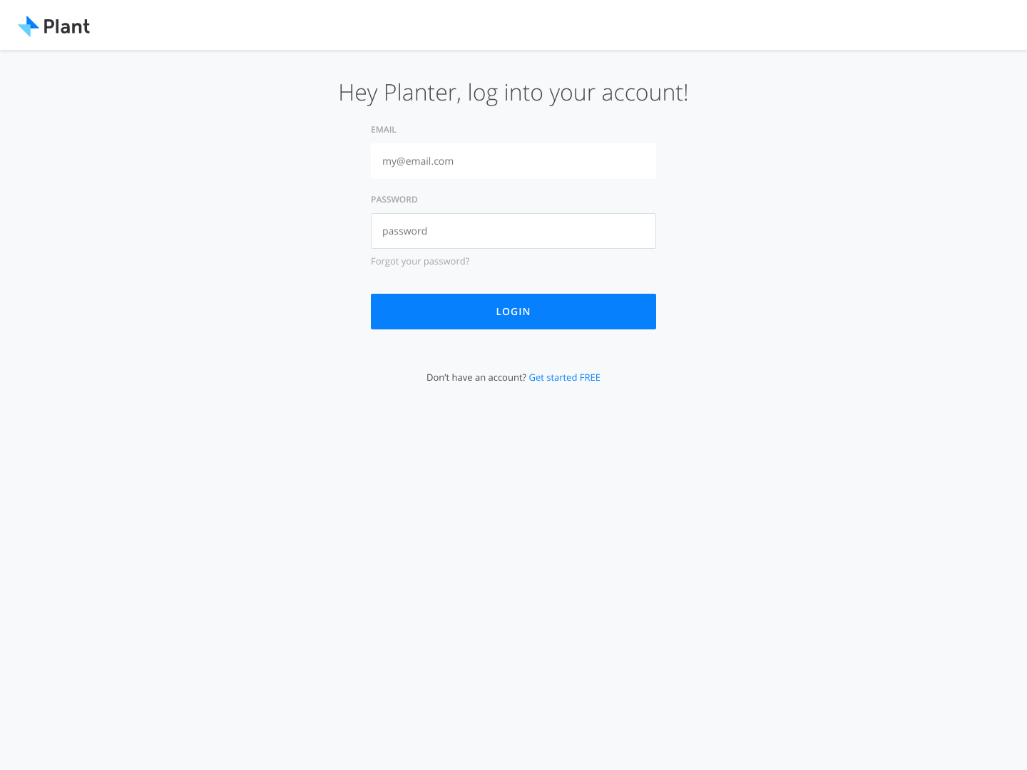 Plant Login screenshot