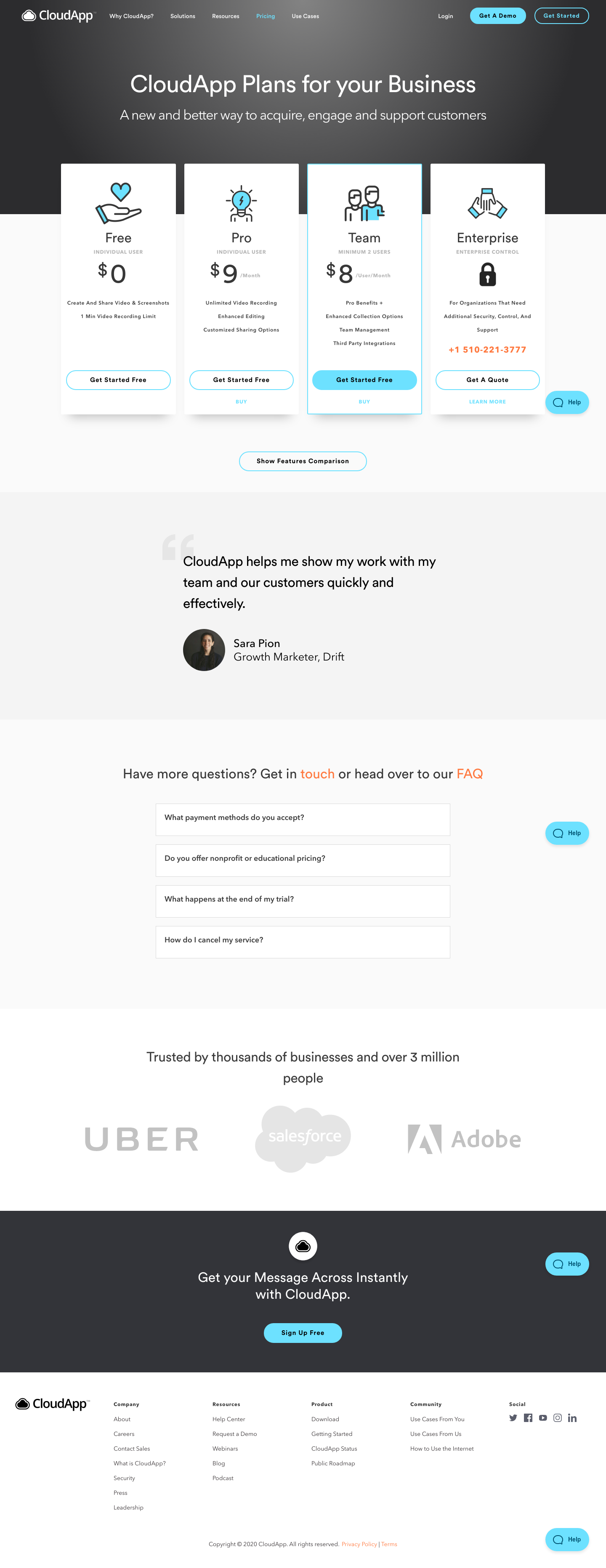 Getcloudapp Pricing screenshot
